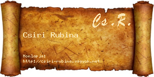Csiri Rubina névjegykártya